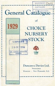 Duncan and Davies, General Catalogue of Choice Nursery Stock, 1929