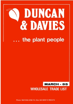 Duncan and Davies, Wholesale Trade List, March 1985