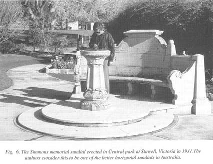 Fig. 6. The Simmons memorial sundial erected in Central park at Stawell, Victoria in 1931