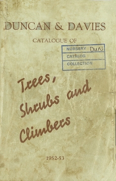 Duncan and Davies, Catalogue of Trees, Shrubs and Climbers, 1952-1953