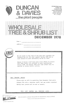 Duncan & Davies wholesale tree & shrub list, December 1978