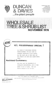 Duncan & Davies wholesale tree & shrub list, November 1978