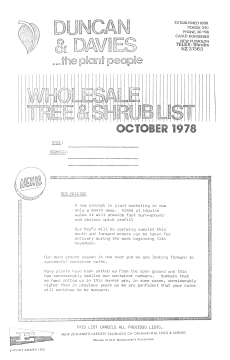 Duncan & Davies wholesale tree & shrub list, October 1978