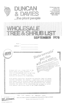 Duncan & Davies wholesale tree & shrub list, September 1978