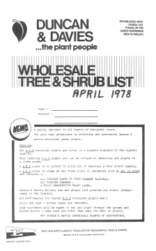 Duncan & Davies wholesale tree & shrub list, April 1978