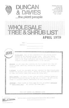 Duncan and Davies wholesale tree and shrub list, April 1979